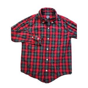 Vineyard Vines Green Red Plaid Long Sleeve Button Up Shirt Boys Size 6 Holiday